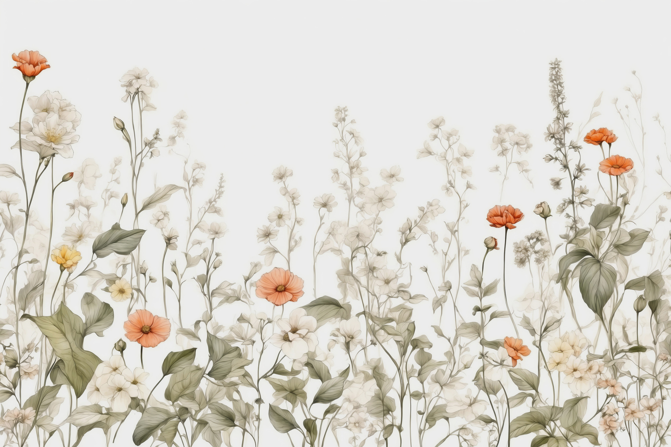 A group of flowers with leaves