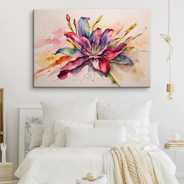 A watercolor painting of a flower