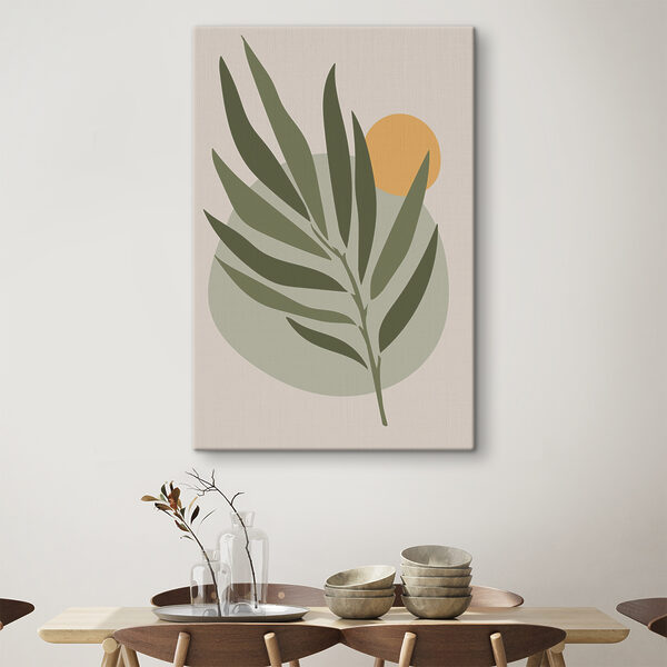 A green leaf with a yellow circle
