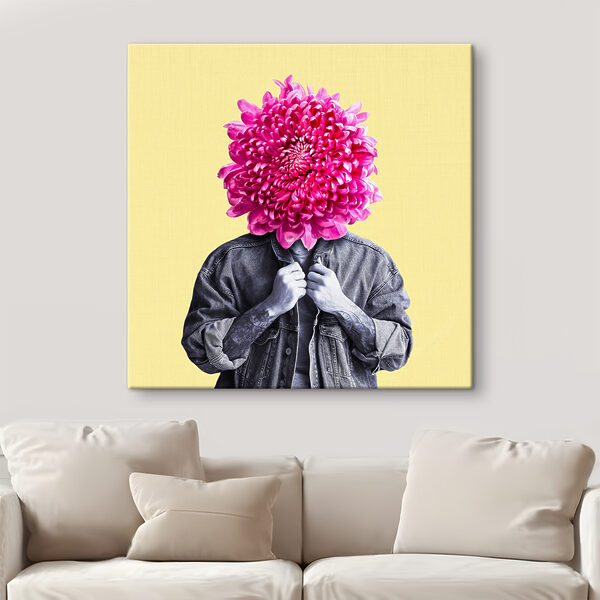 A person with a flower head