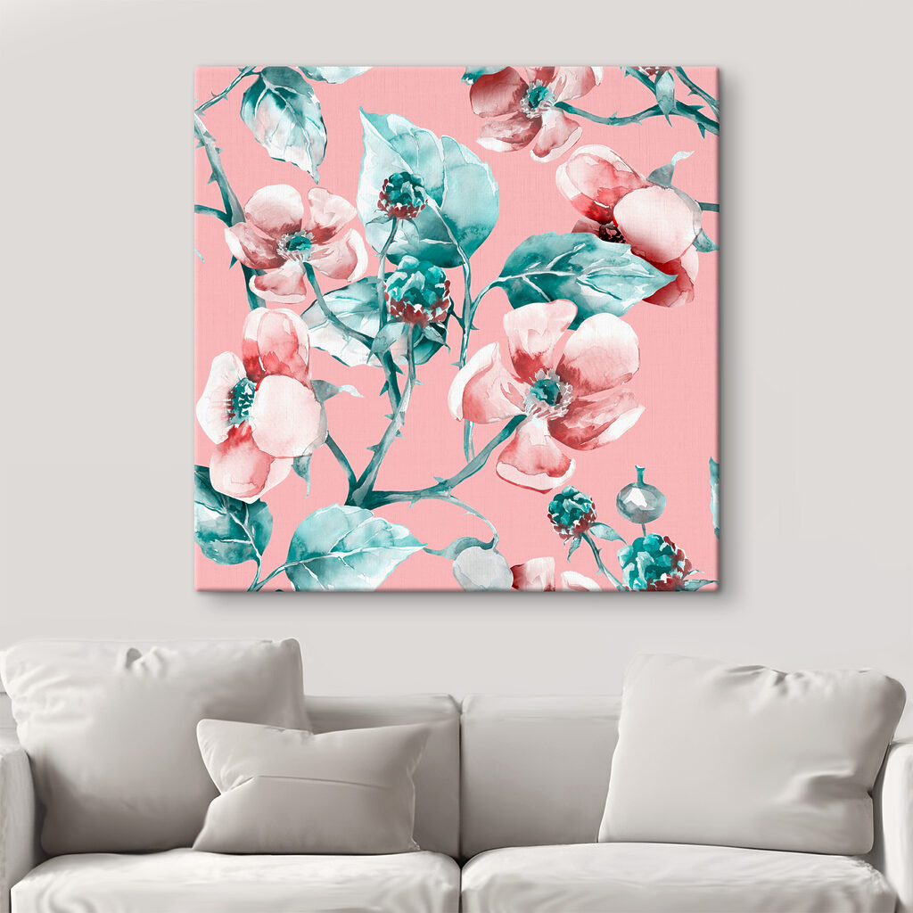 A watercolor painting of flowers and leaves A watercolor painting of flowers and leaves