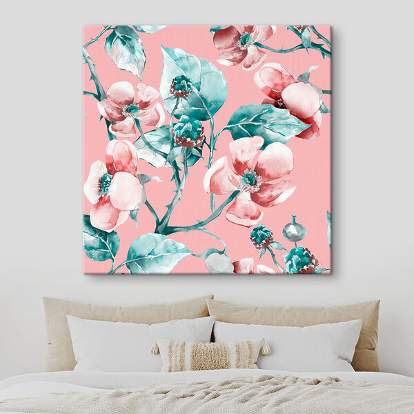 A watercolor painting of flowers and leaves A watercolor painting of flowers and leaves