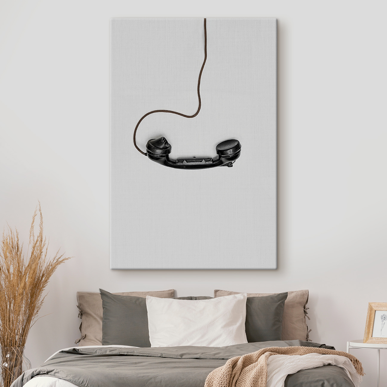 A telephone receiver with a cord
