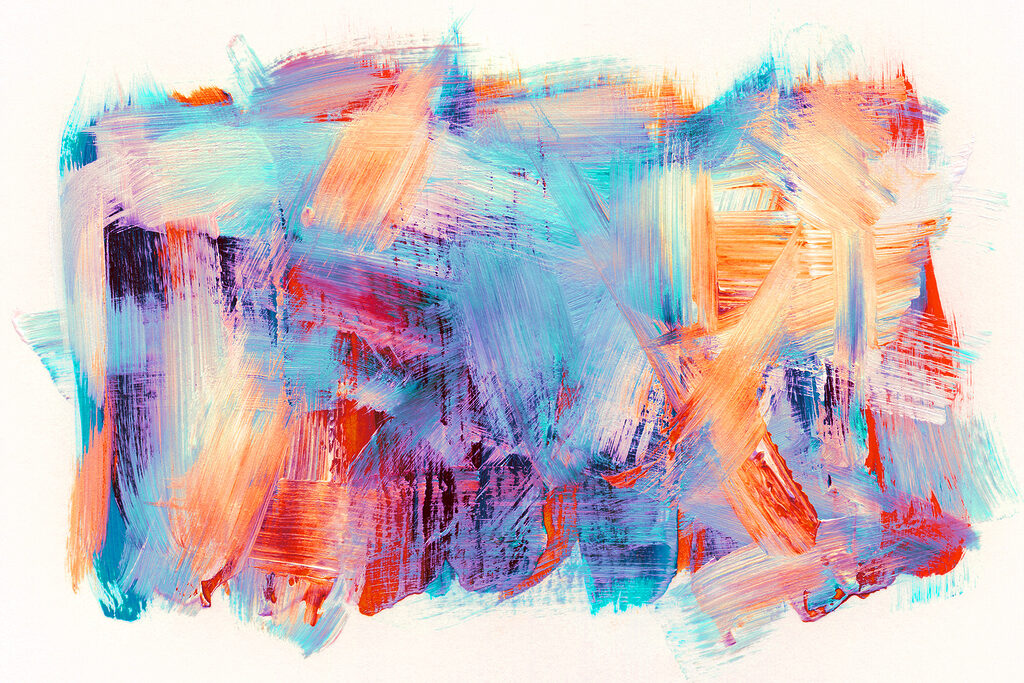 A colorful brush strokes on a white surface A colorful brush strokes on a white surface