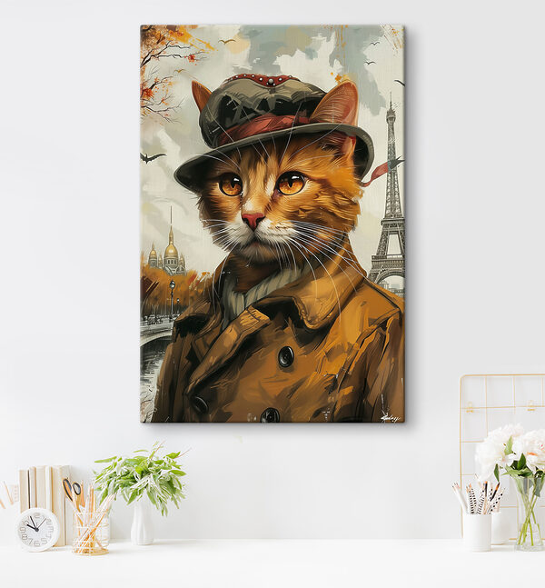 Quadri Quadri Un gatto con cappello e cappotto (COD: s37457)