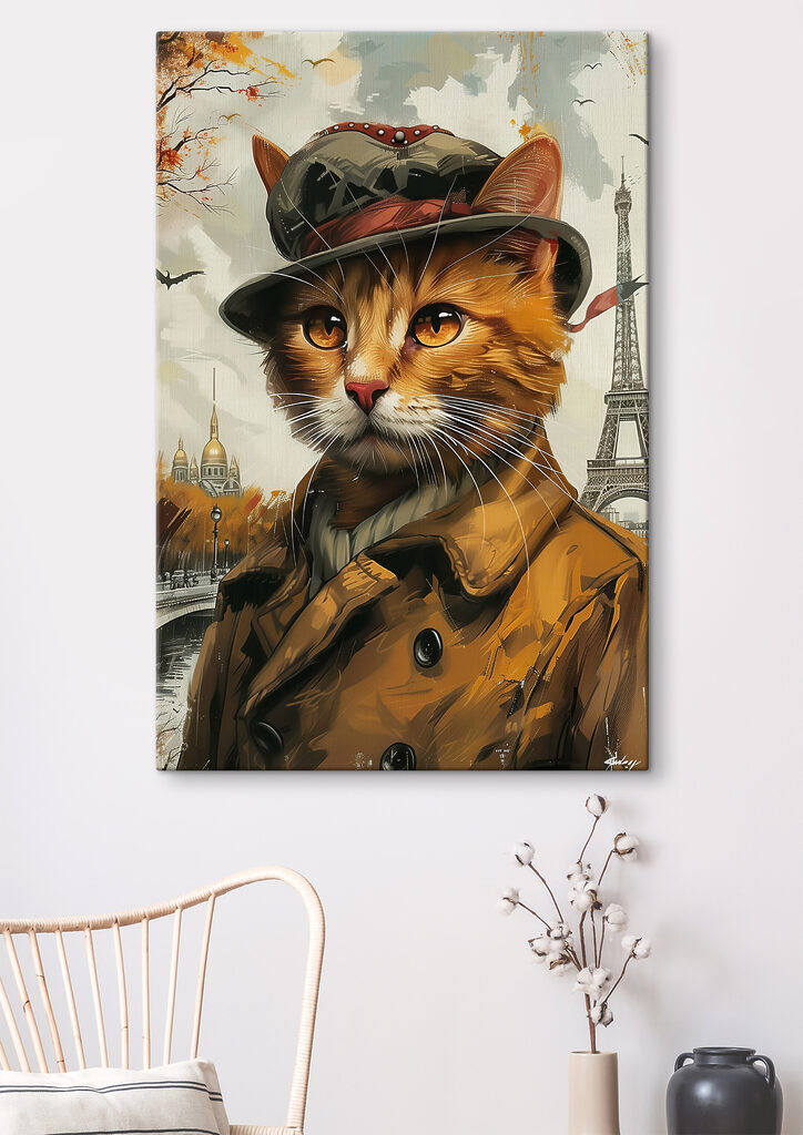 A cat wearing a hat and coat A cat wearing a hat and coat
