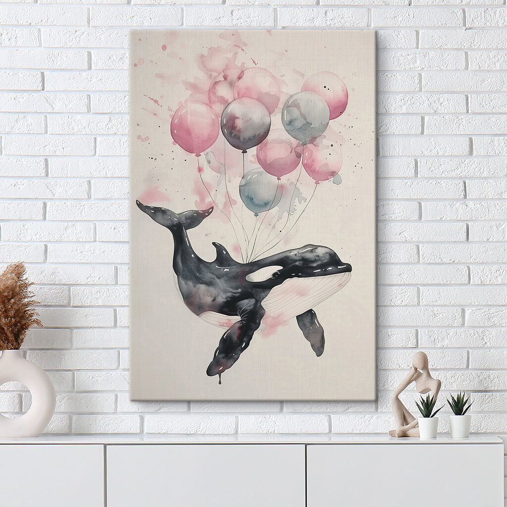 A whale with balloons on it A whale with balloons on it