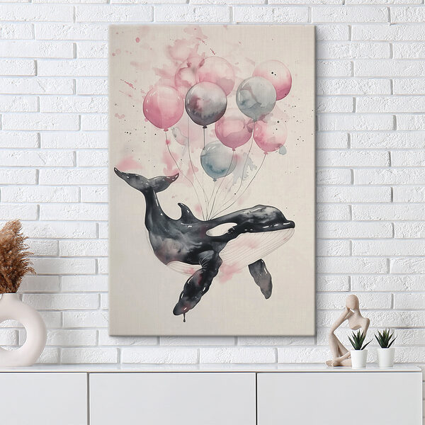 A whale with balloons on it A whale with balloons on it