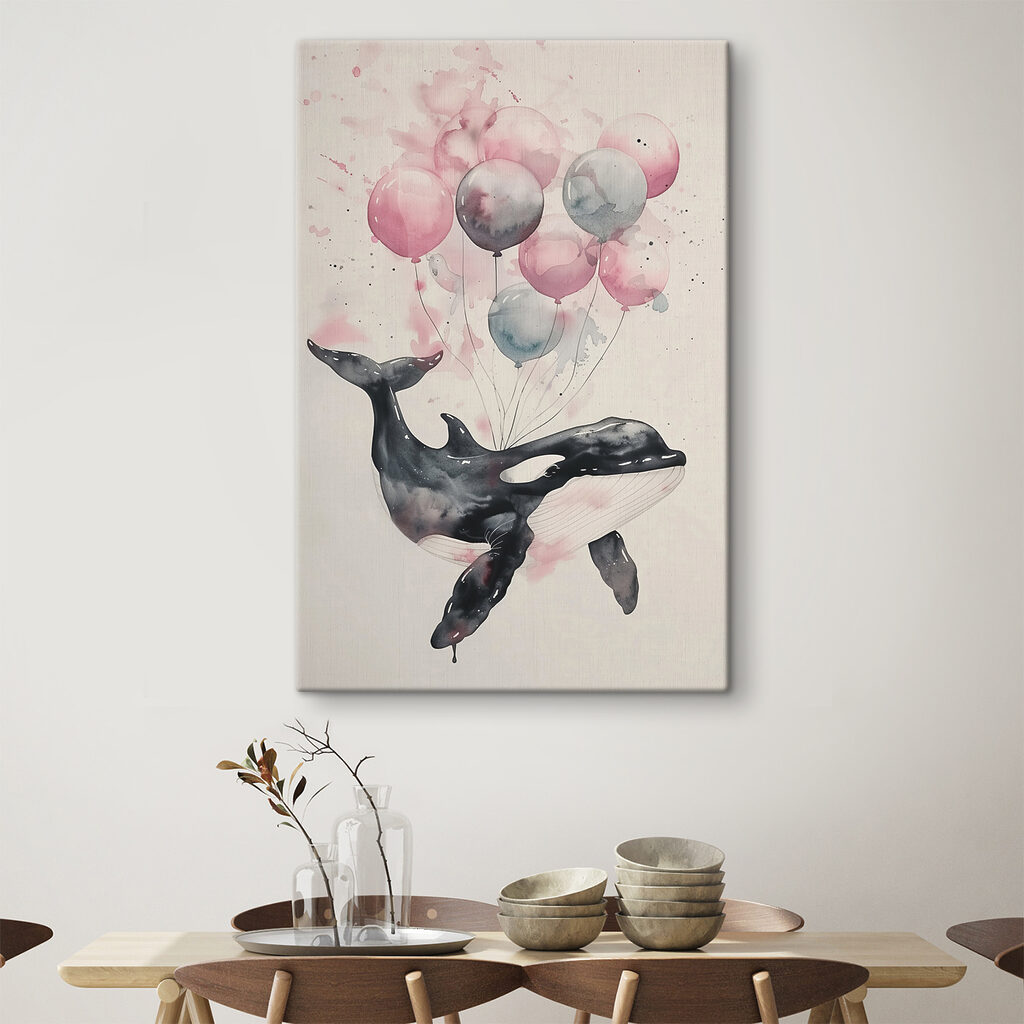 A whale with balloons on it A whale with balloons on it