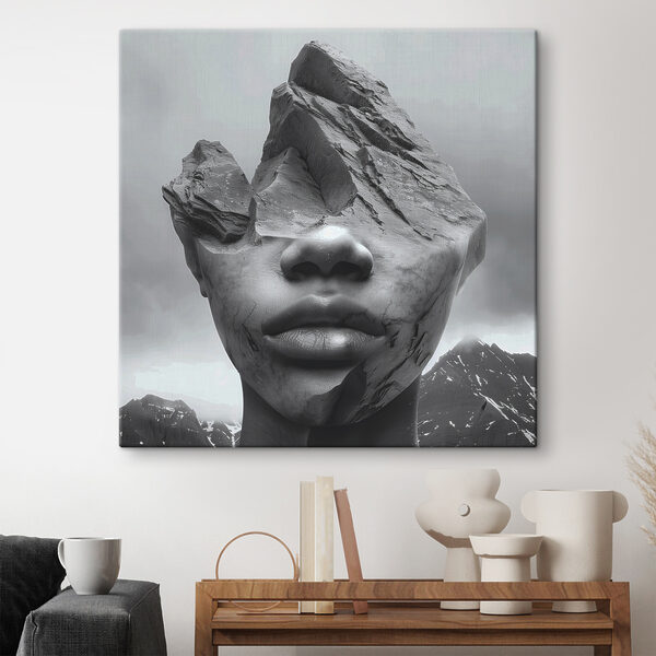 A face of a person with a rock face
