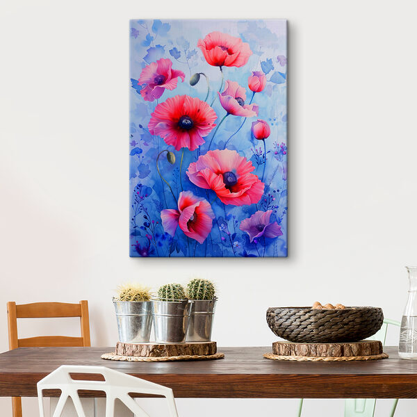 A painting of pink flowers