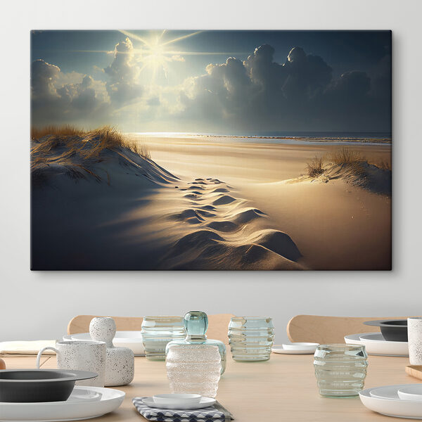 A snow covered path in a desert