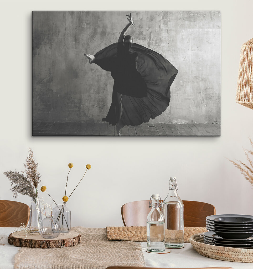 A woman dancing in a black dress A woman dancing in a black dress