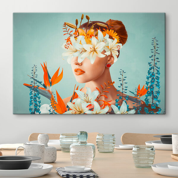 Quadri Una donna con dei fiori intorno agli occhi