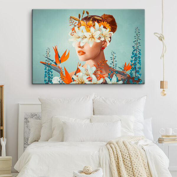 A woman with flowers around her eyes