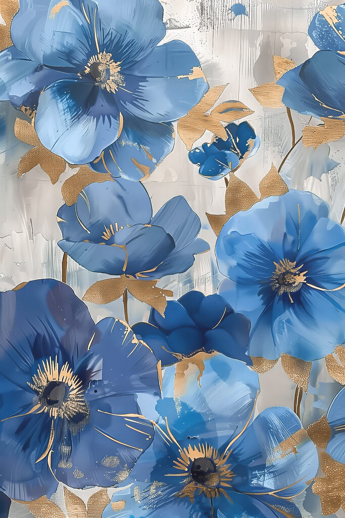Blue blooms with metallic accents