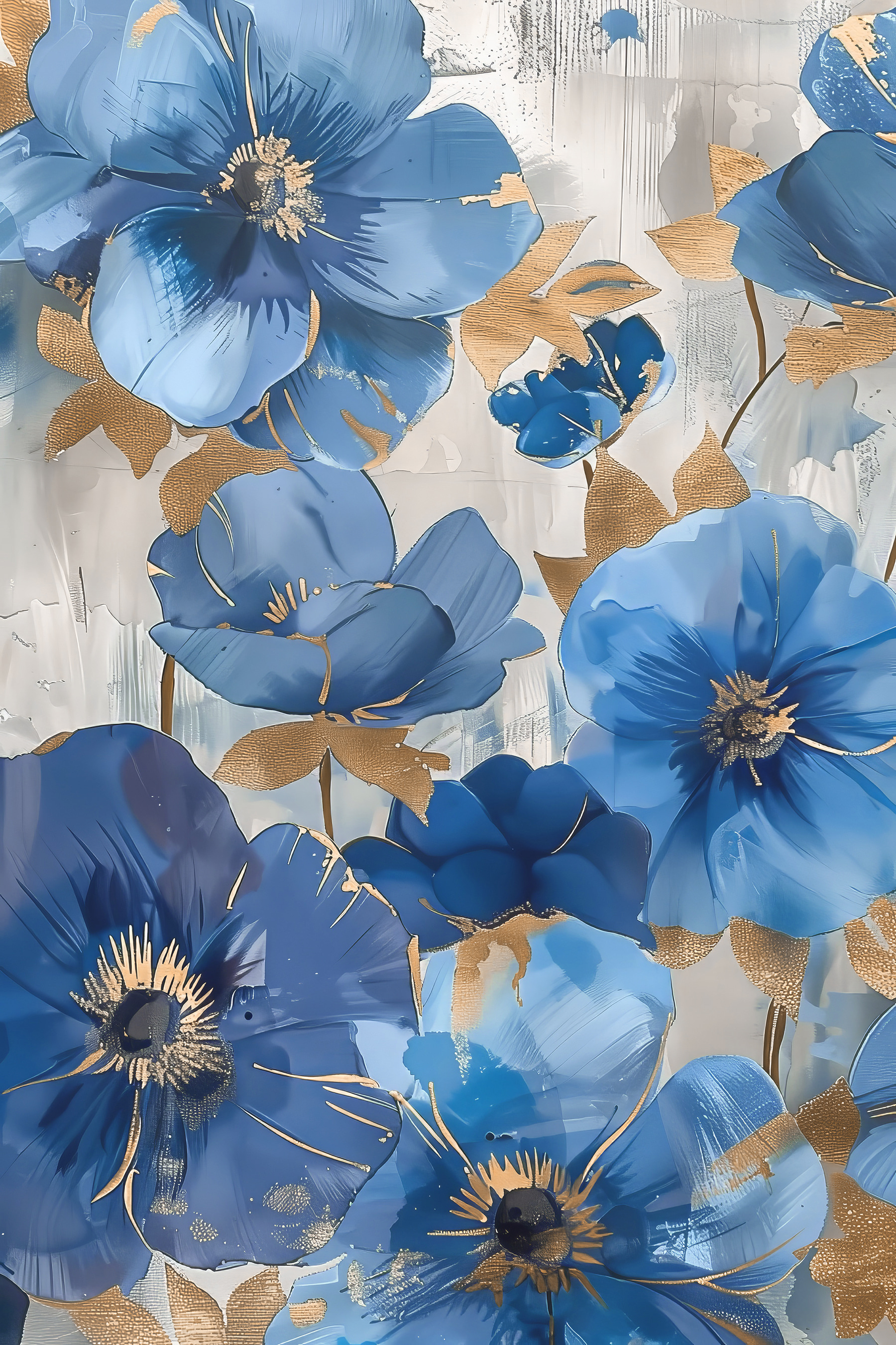 Blue blooms with metallic accents