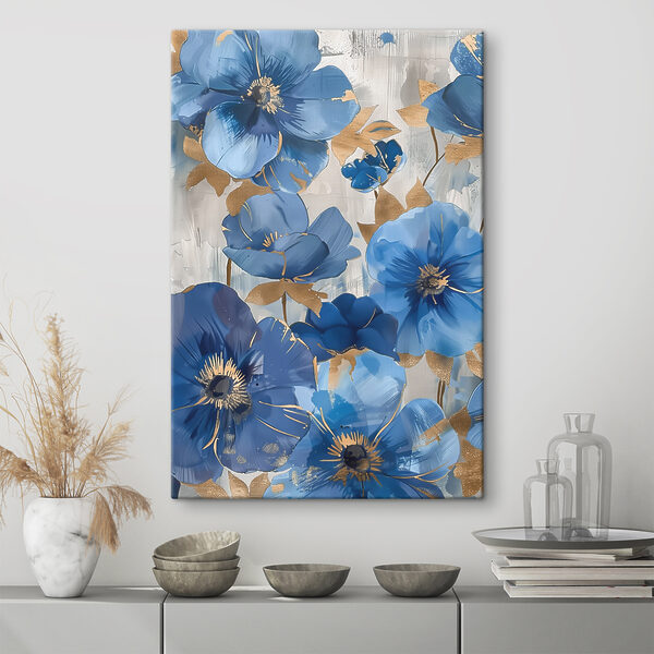 Quadri Fiori blu con riflessi metallici (COD: s37249) Quadri Quadri Fiori blu con riflessi metallici (COD: s37249)
