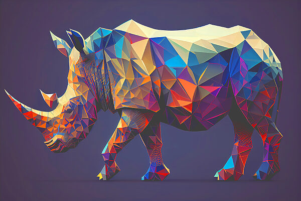 A colorful polygonal rhinoceros A colorful polygonal rhinoceros