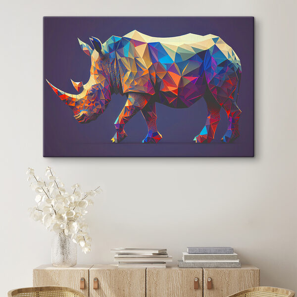 Quadri Un rinoceronte poligonale dai colori vivaci (COD: s37544) Quadri Quadri Un rinoceronte poligonale dai colori vivaci (COD: s37544)