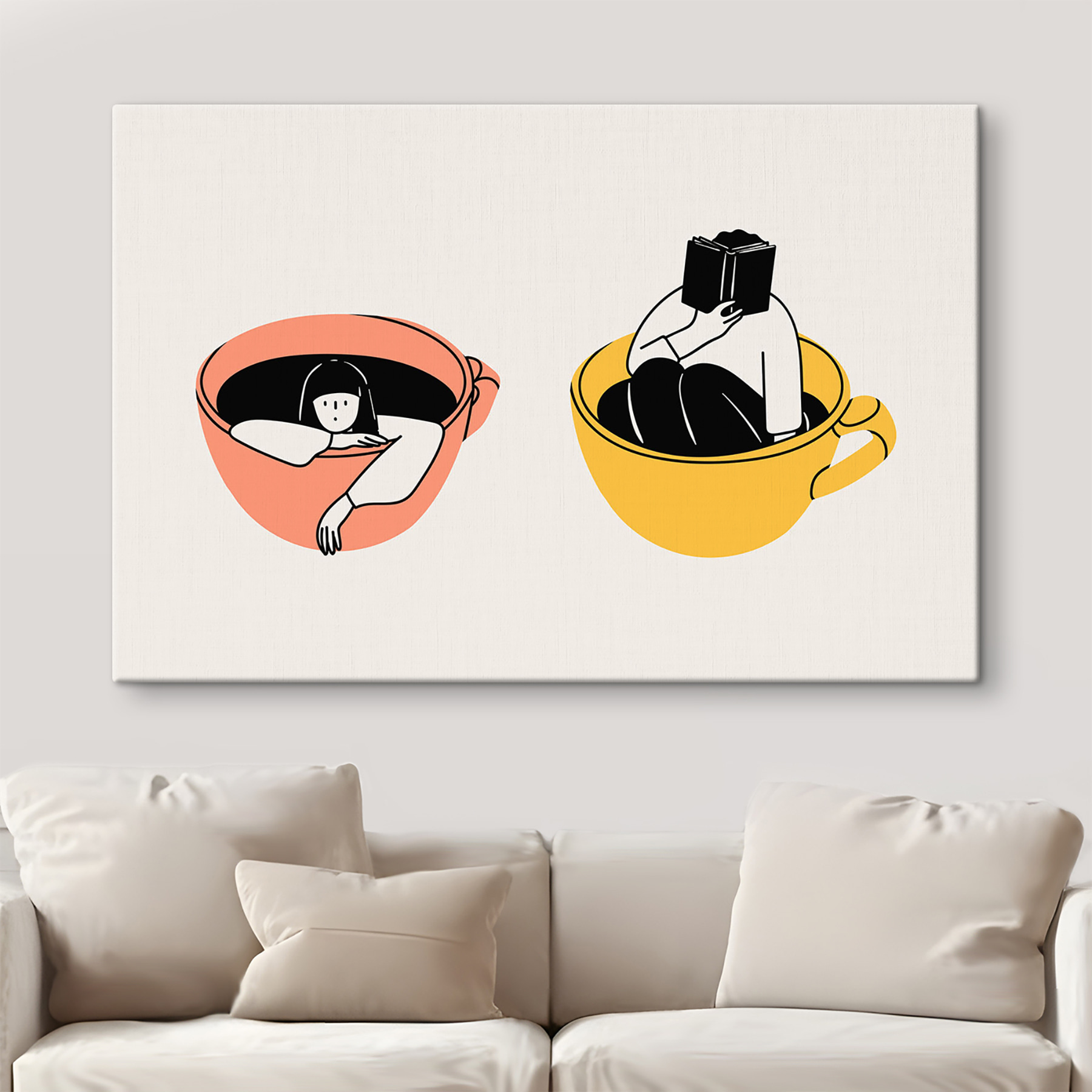 A couple of cups with people in them A couple of cups with people in them