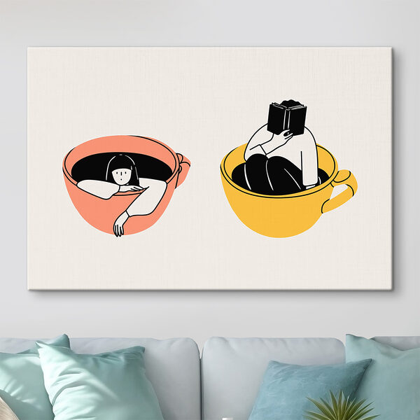 A couple of cups with people in them A couple of cups with people in them