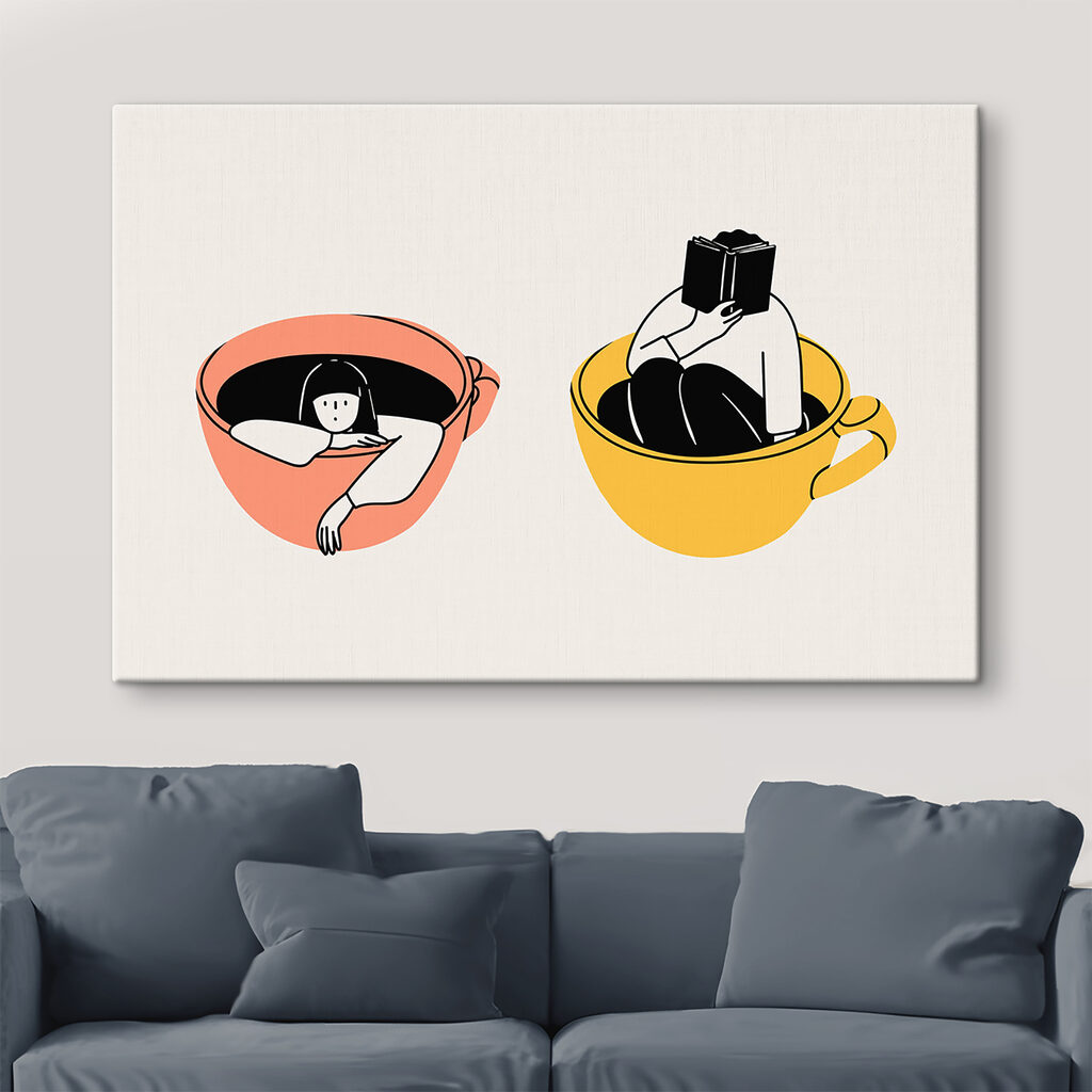 A couple of cups with people in them A couple of cups with people in them