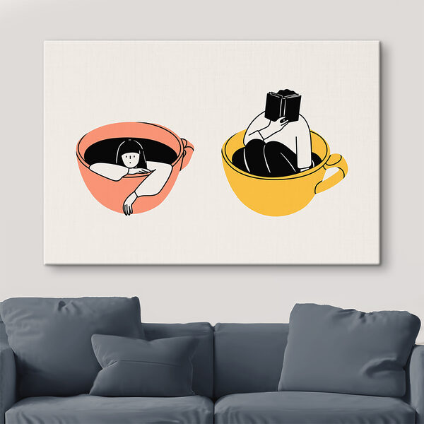 A couple of cups with people in them A couple of cups with people in them