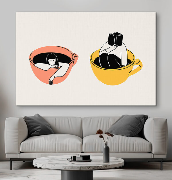 A couple of cups with people in them A couple of cups with people in them