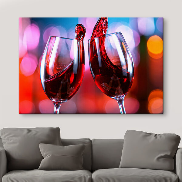 Quadri Quadri Due bicchieri da vino in cui viene versato un liquido rosso (COD: s37038)