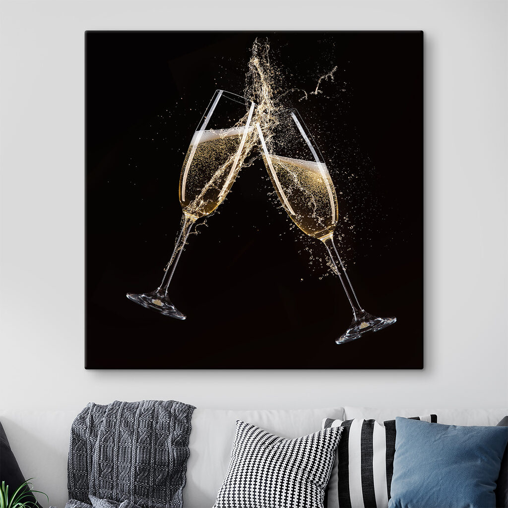 Two glasses of champagne with splashing liquid Two glasses of champagne with splashing liquid