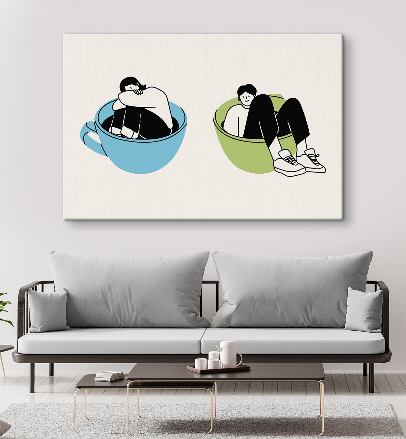 A man and woman sitting in a bowl