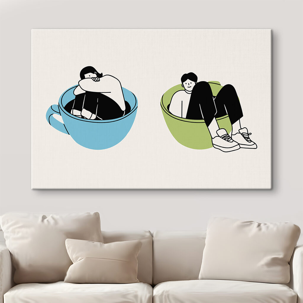 A man and woman sitting in a bowl