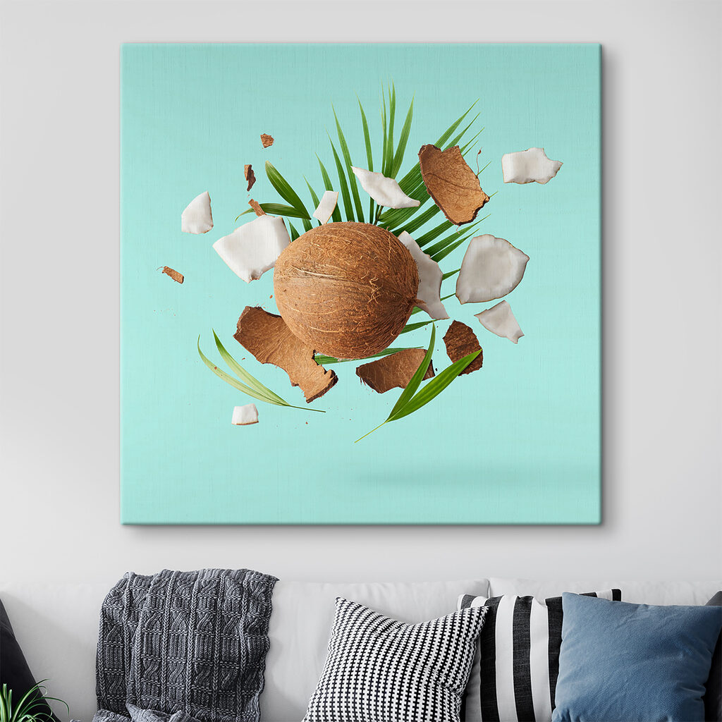 A coconut and palm leaves A coconut and palm leaves