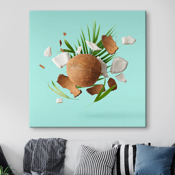 A coconut and palm leaves A coconut and palm leaves