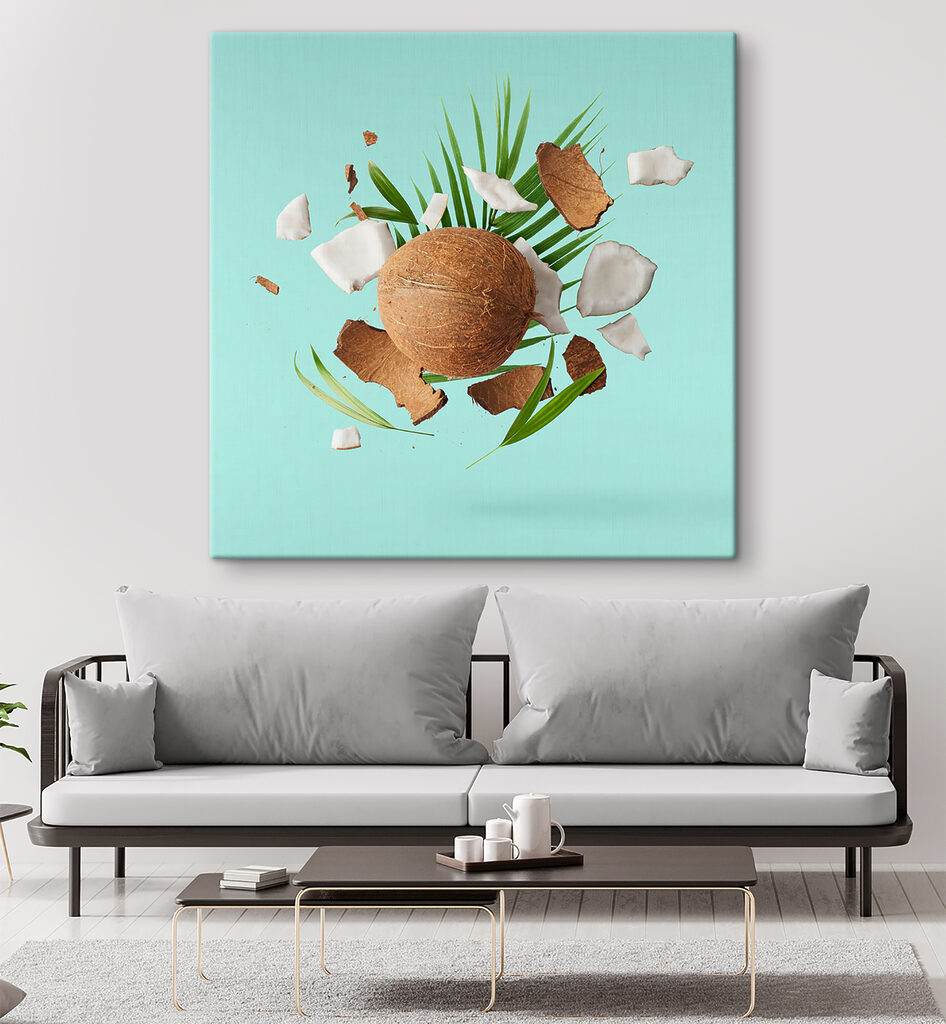 A coconut and palm leaves A coconut and palm leaves