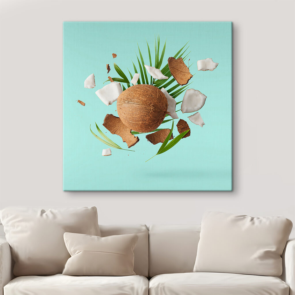 A coconut and palm leaves A coconut and palm leaves