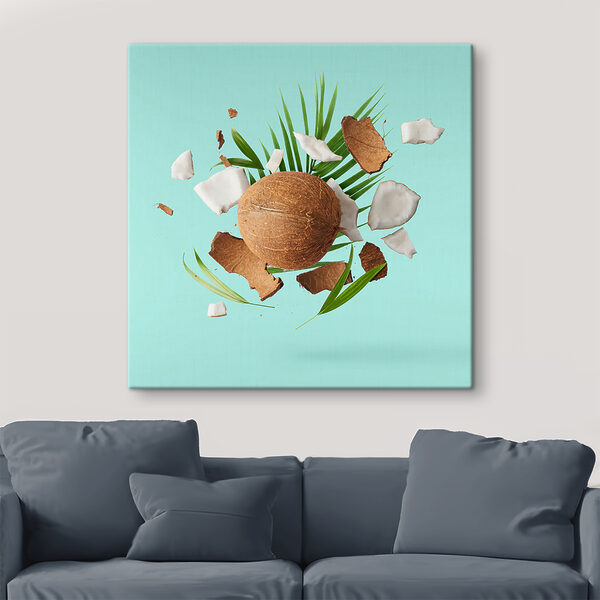 A coconut and palm leaves A coconut and palm leaves
