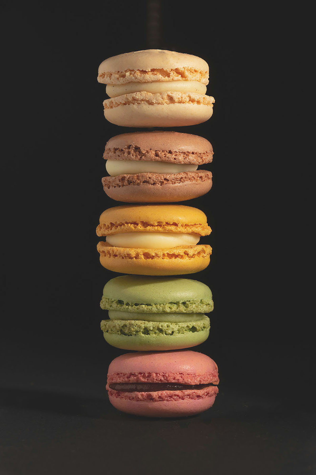 A stack of colorful macaroons