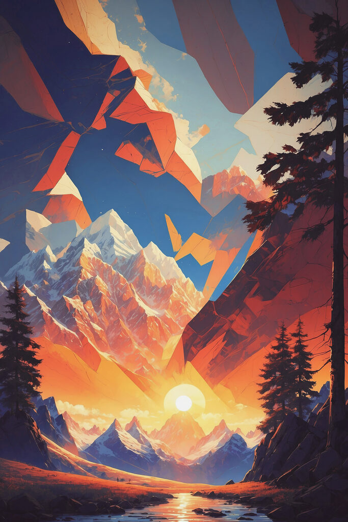 A mountain landscape with trees and mountains A mountain landscape with trees and mountains