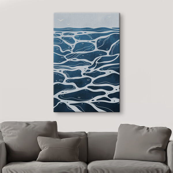 A blue and white water surface