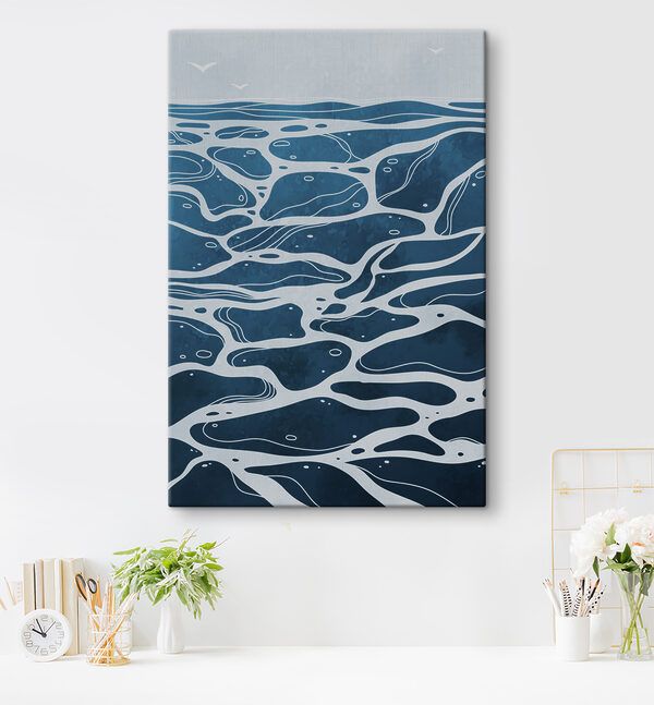 A blue and white water surface