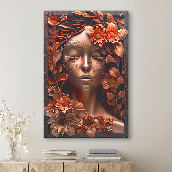Quadri Una scultura in bronzo raffigurante una donna con dei fiori