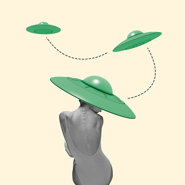 A woman wearing a bodysuit and a green hat A woman wearing a bodysuit and a green hat