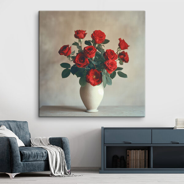 Quadri Quadri Un vaso con rose rosse (COD: s37376)