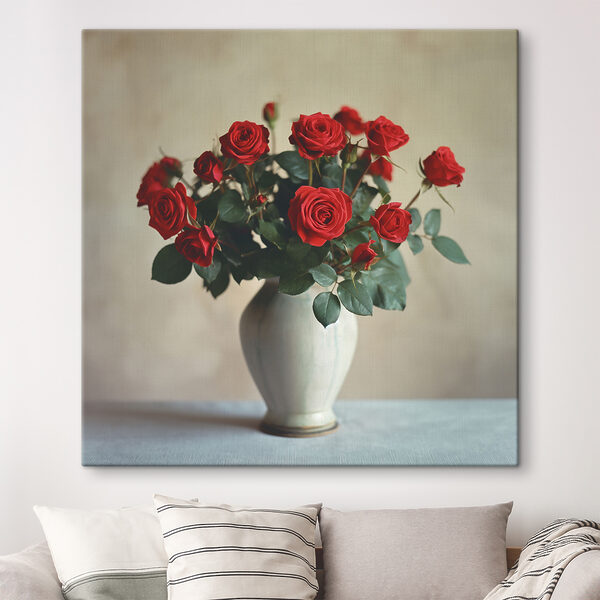 Quadri Quadri Un vaso con rose rosse (COD: s37377)