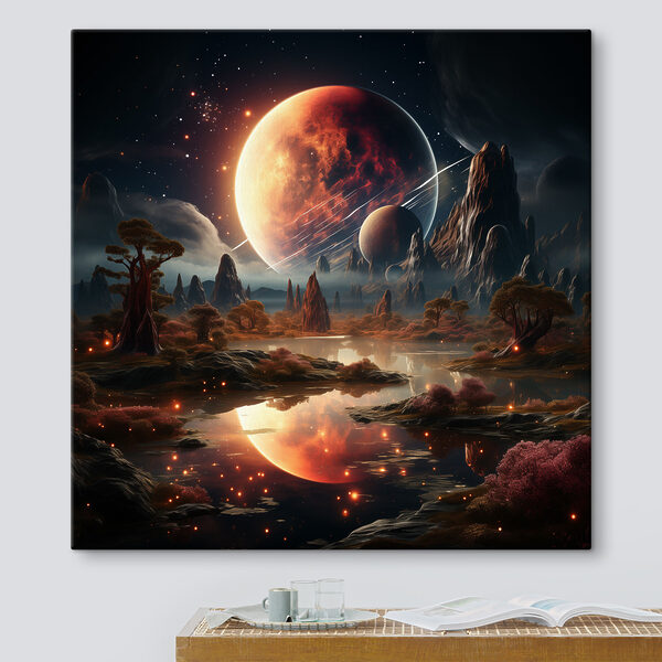 Quadri Quadri Un paesaggio con un fiume e la luna (COD: s37392)