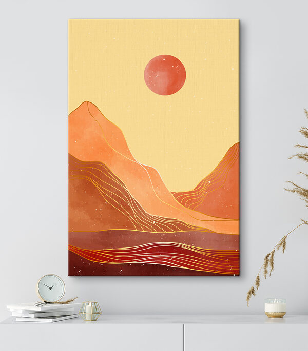 Quadri Quadri Un dipinto che raffigura montagne e sole (COD: s37500)
