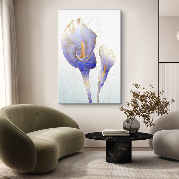 Elegant blue calla lilies in bloom