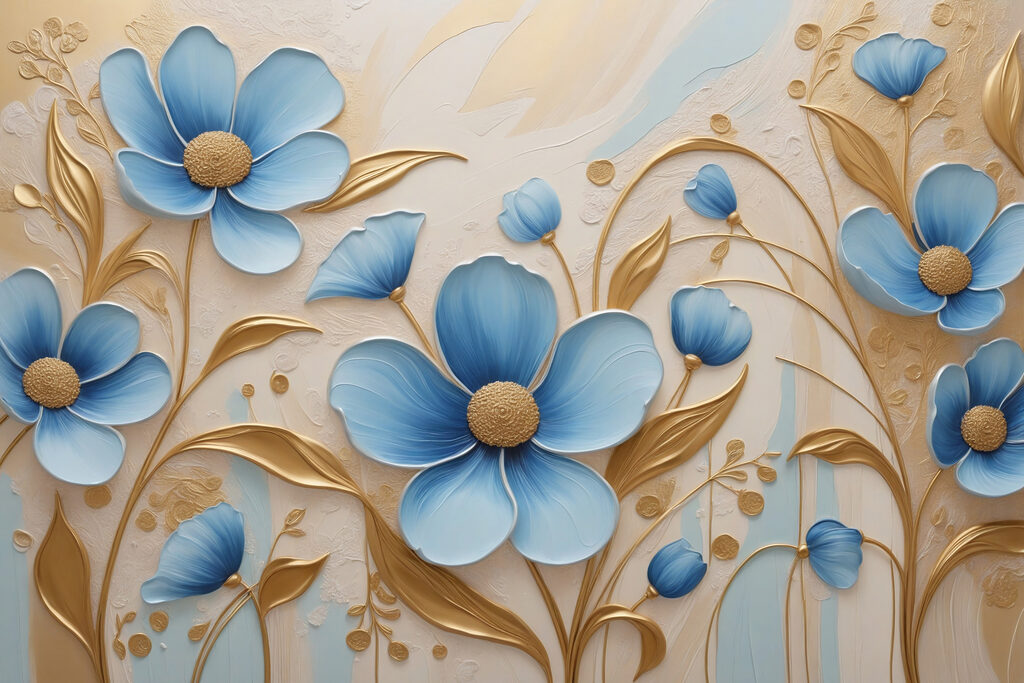 Elegant blue flowers with creamy accents Elegant blue flowers with creamy accents